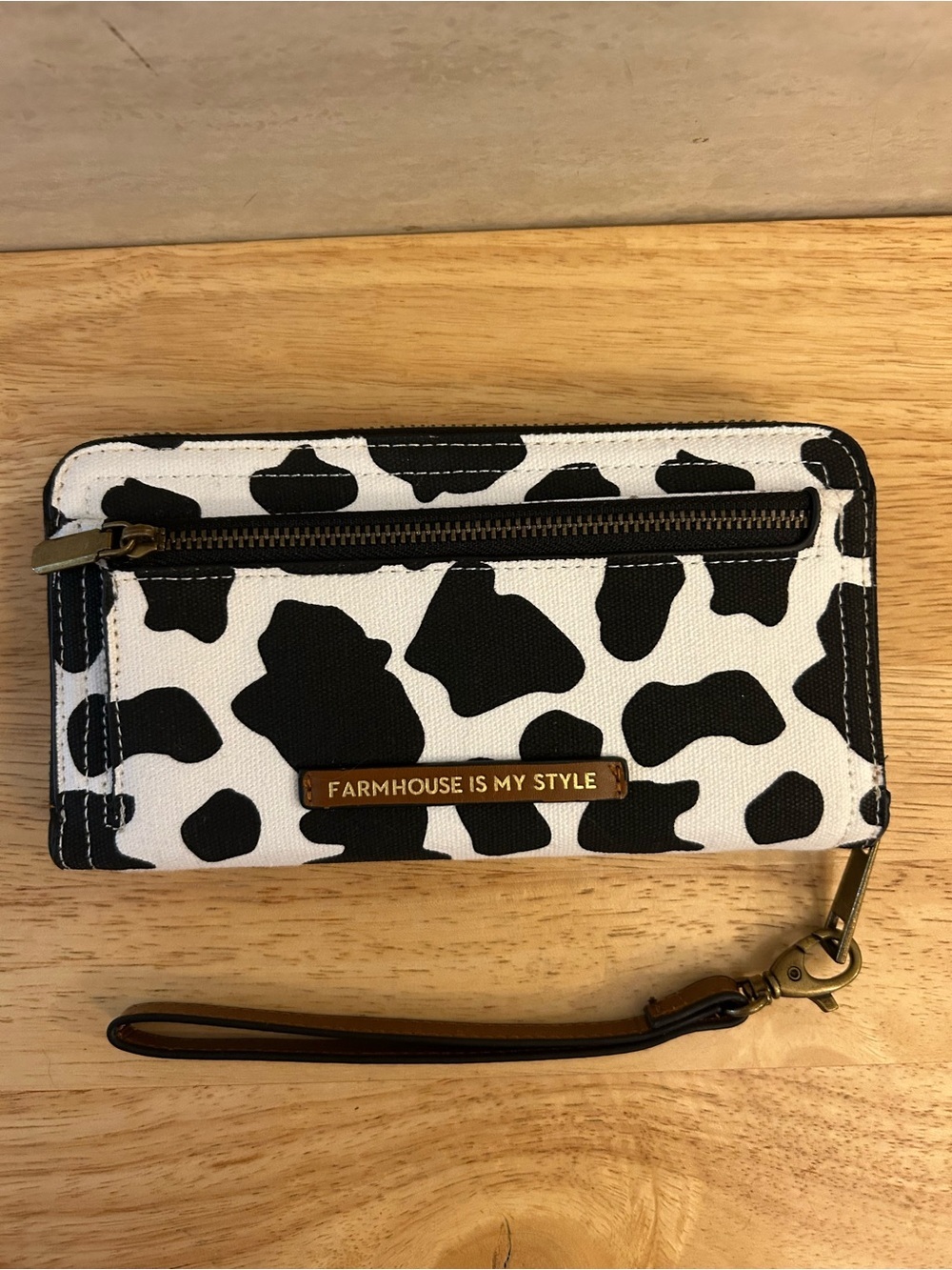 Farmhouse Is My Style Wallet/Wristlet Cow Print Canvas